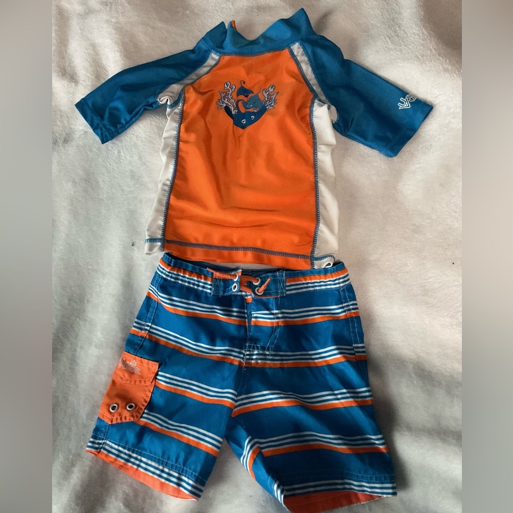 Kids Swim Suit in Orange & Blue by UV Skinz Size 4T